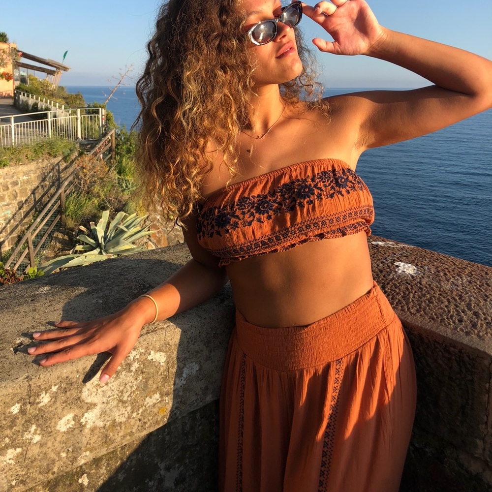 Flowy Embroidered Orange Pants